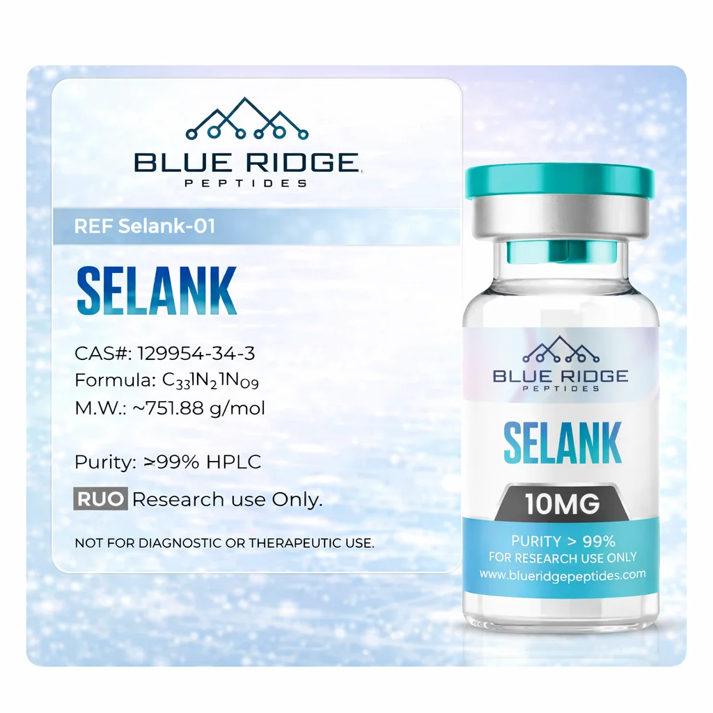selank bottle with info card selank bottle with info card