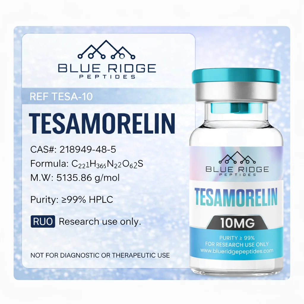 tesamorelin 10mg bottle with info card tesamorelin 10mg bottle with info card